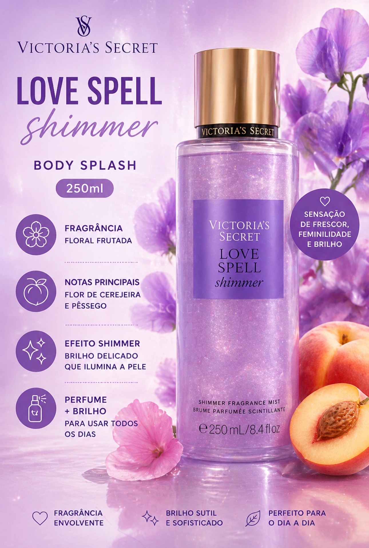Body Splash Victoria’s Secret Love Spell  Shimmer 250ml
