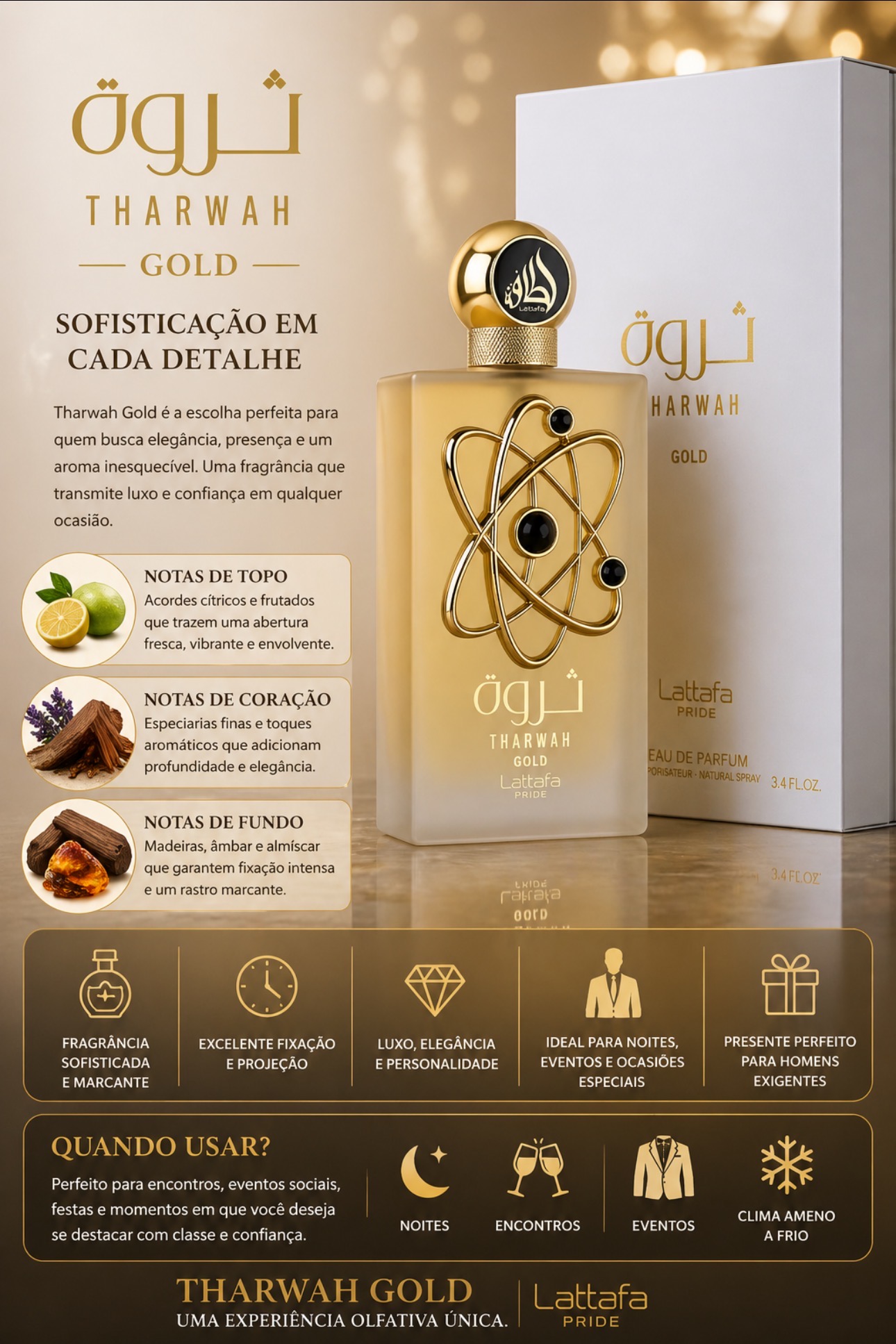 Perfume Lattafa Tharwah Gold EDP 100ml