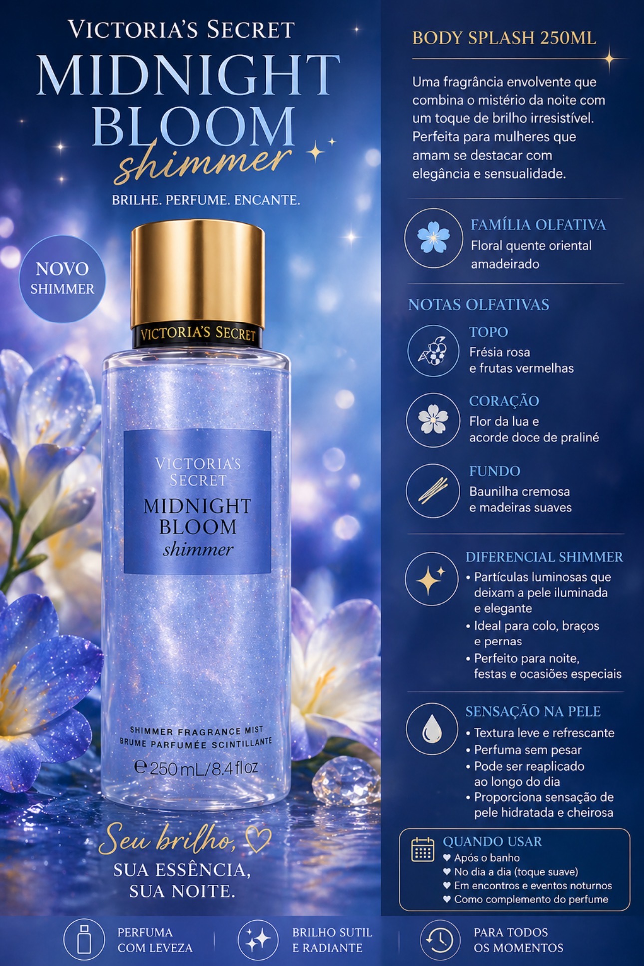 Body Splash Victoria's Secret Midnight Bloom Shimit 250ml