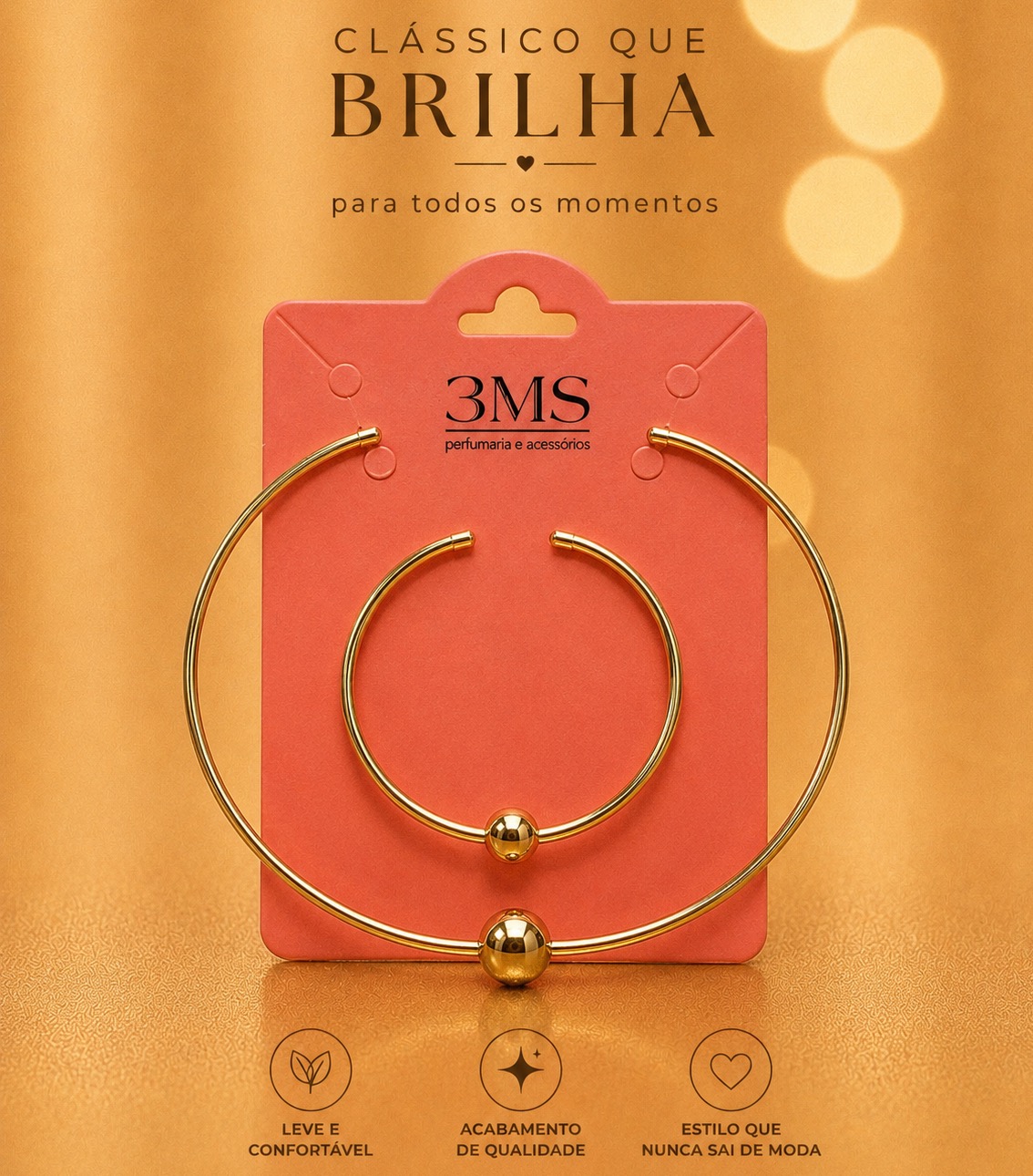 Conjunto Brinco Colar Aro com esfera no centro 433